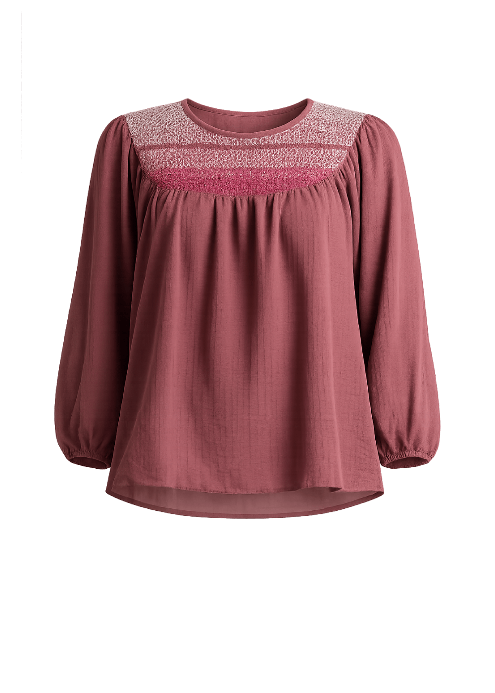 Tendenza Smocked Long Sleeve Blouse
