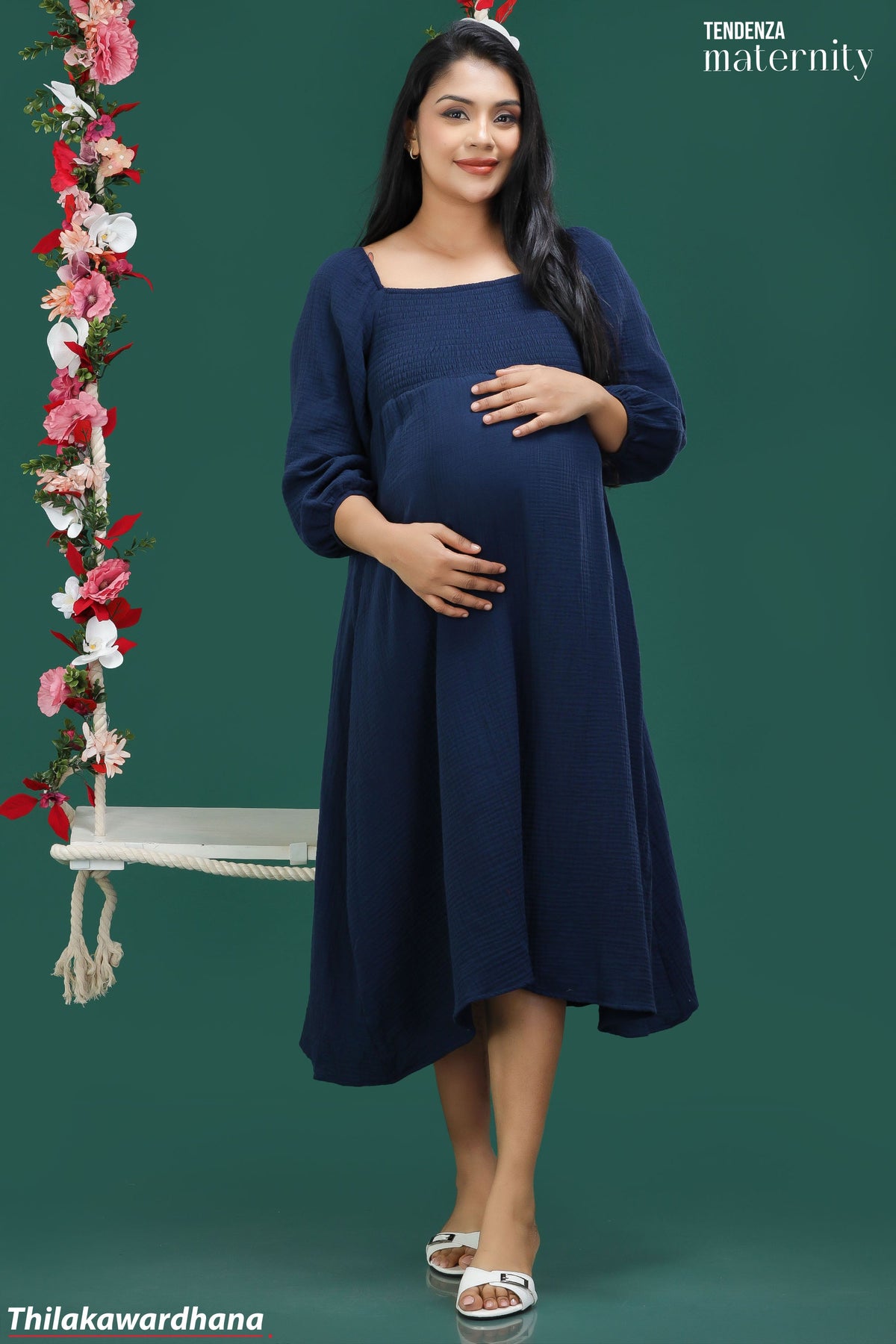 Tendenza Smocked Comfy Maternity Maxi Dress
